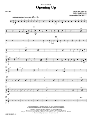 Book cover for Opening Up (from Waitress The Musical) (arr. Mac Huff) - Drums