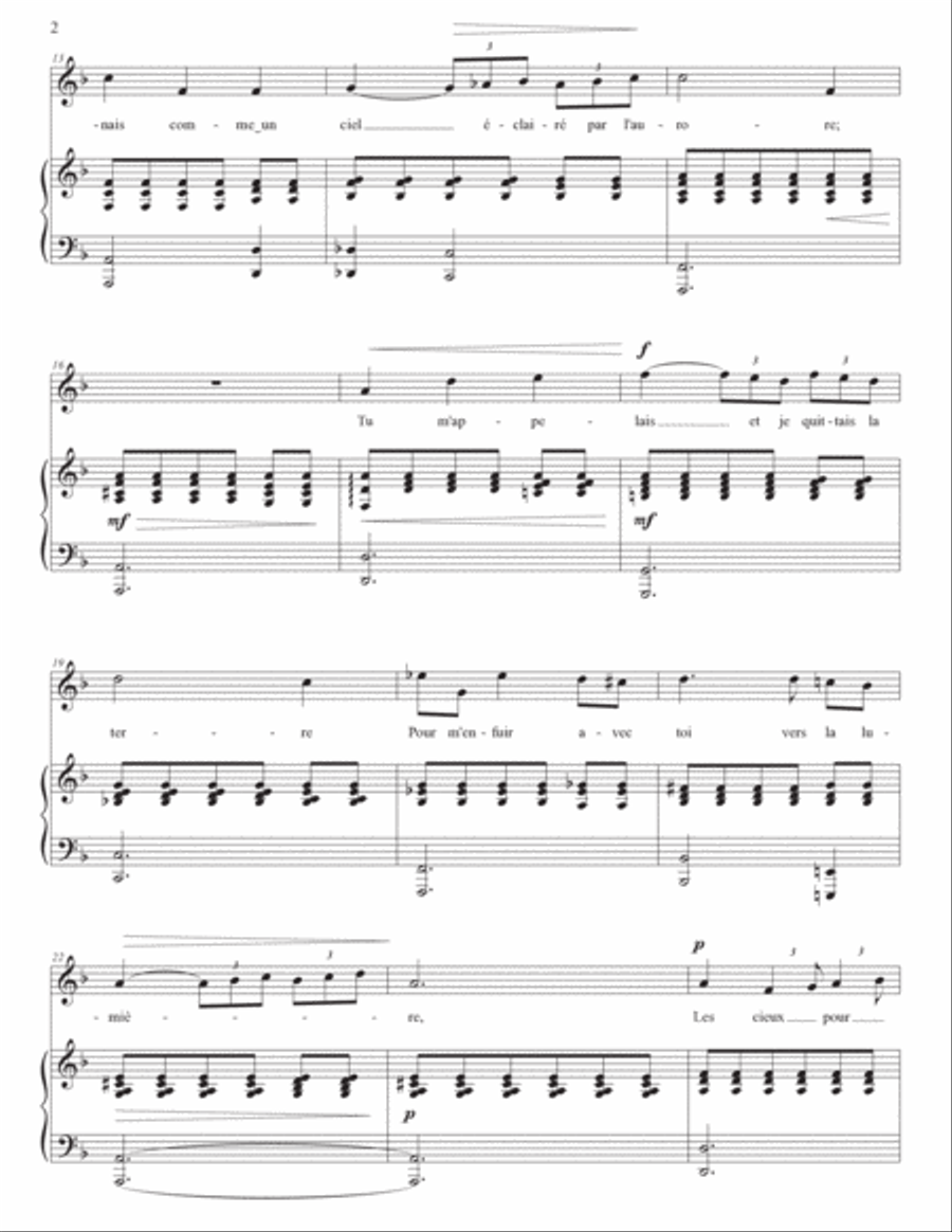 FAURÉ: Après un rêve, Op. 7 no. 1 (transposed to D minor and C-sharp minor) Voice scores gallery preview page 3