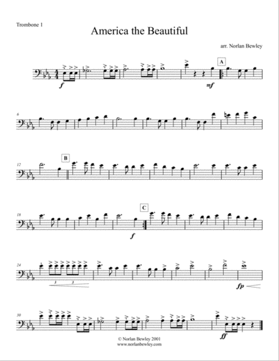 America The Beautiful - Low Brass Quartet
