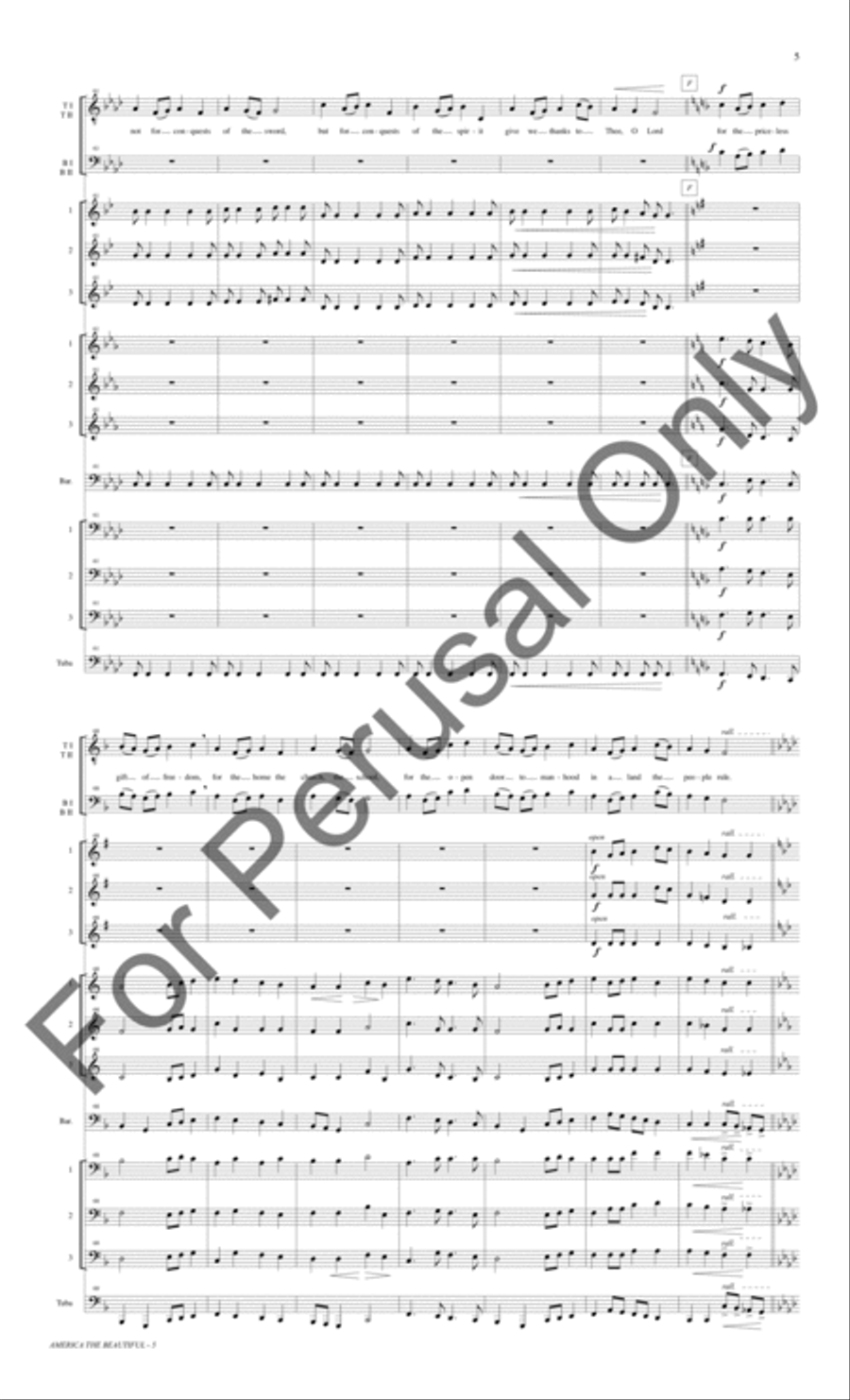 America The Beautiful (Small Brass Ensemble Score/Parts) Choir scores gallery preview page 6