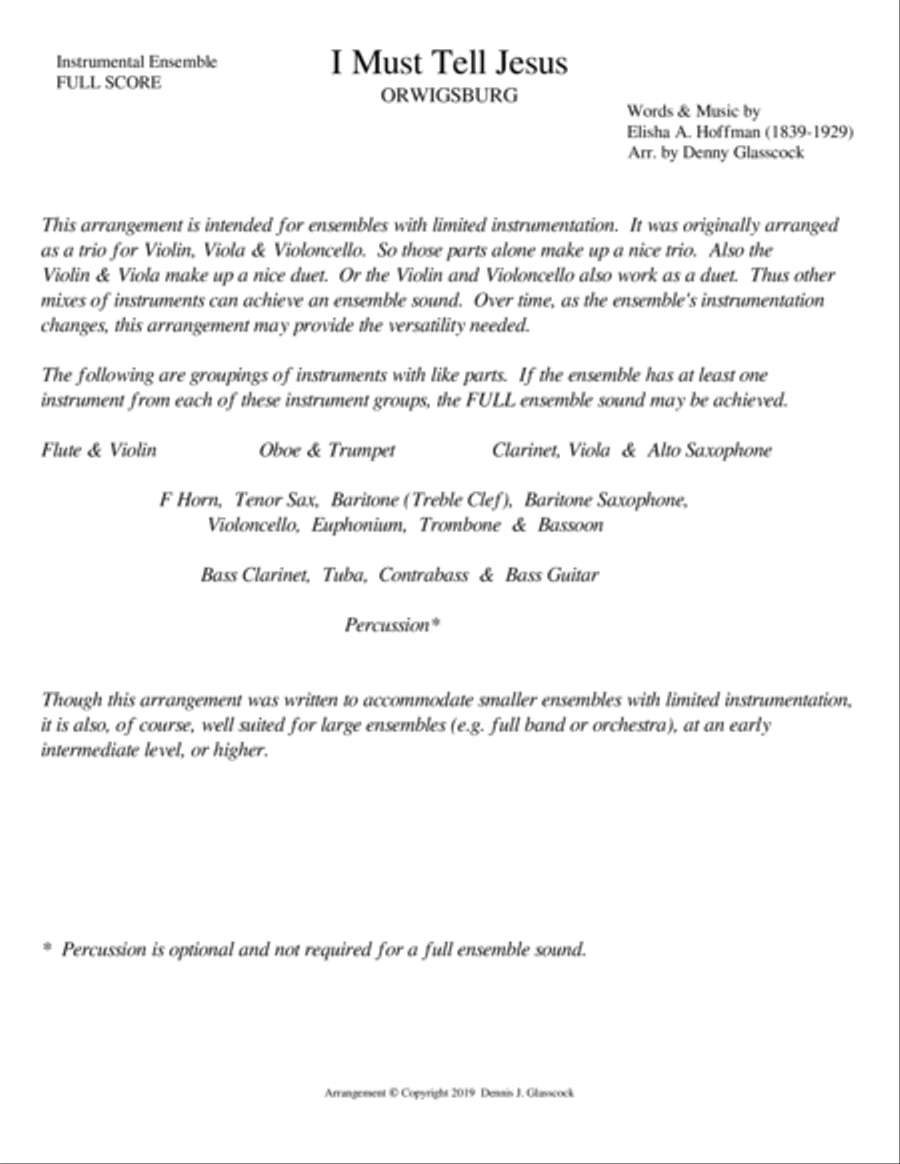 I Must Tell Jesus (Inst. Ensemble) Large Ensemble scores gallery preview page 5