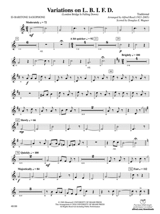 Book cover for Variations on L. B. I. F. D.: E-flat Baritone Saxophone