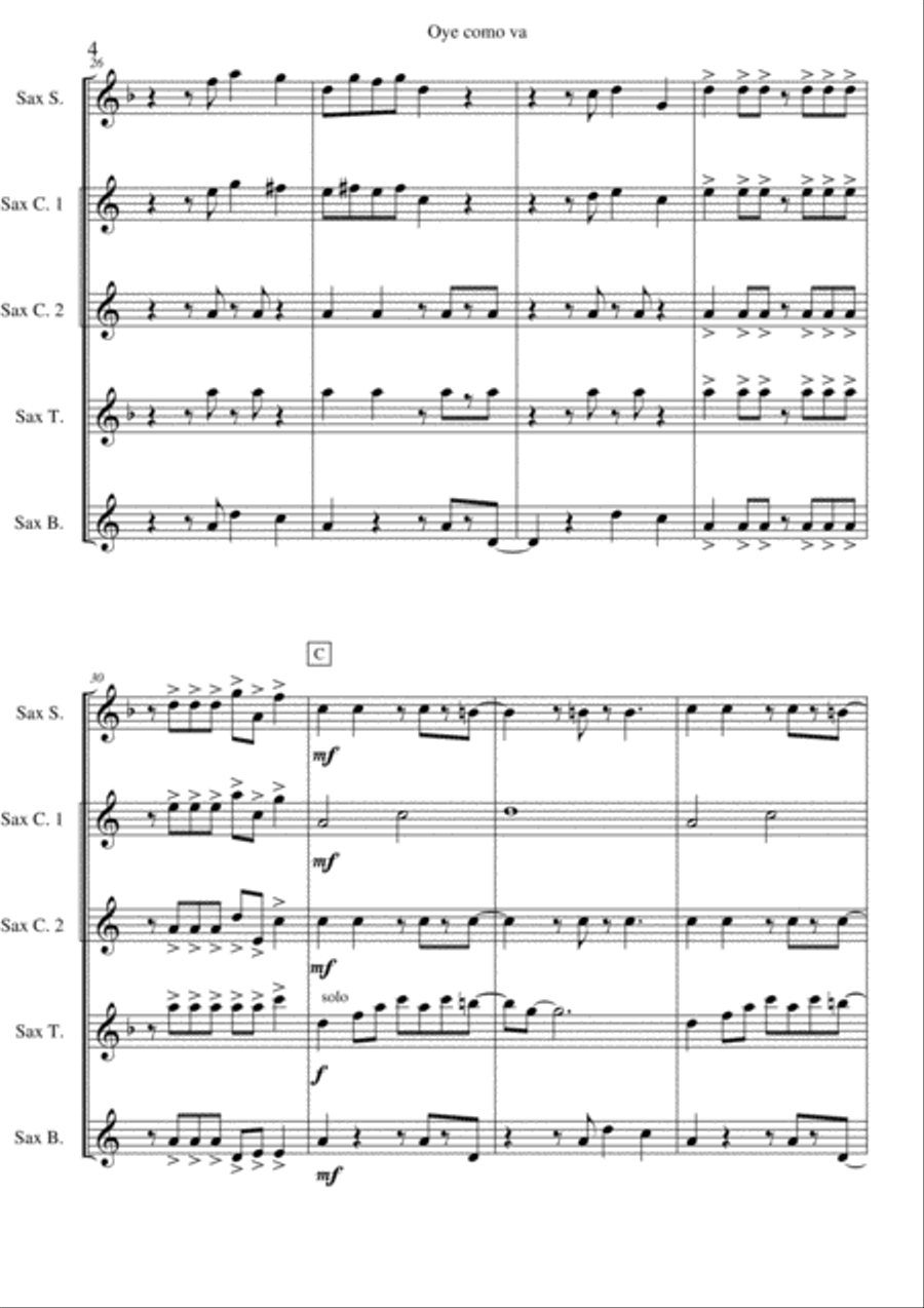 Oye Como Va Woodwind Quintet scores gallery preview page 4