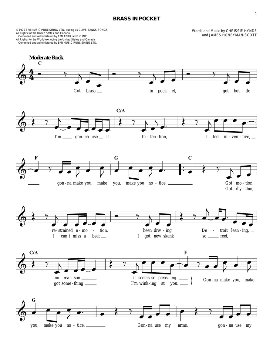 Brass In Pocket Brass In Pocket Acoustic Guitar scores gallery preview page 1