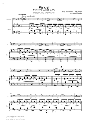 Minuet Op.11 No.5 - Cello and Piano (Full Score)