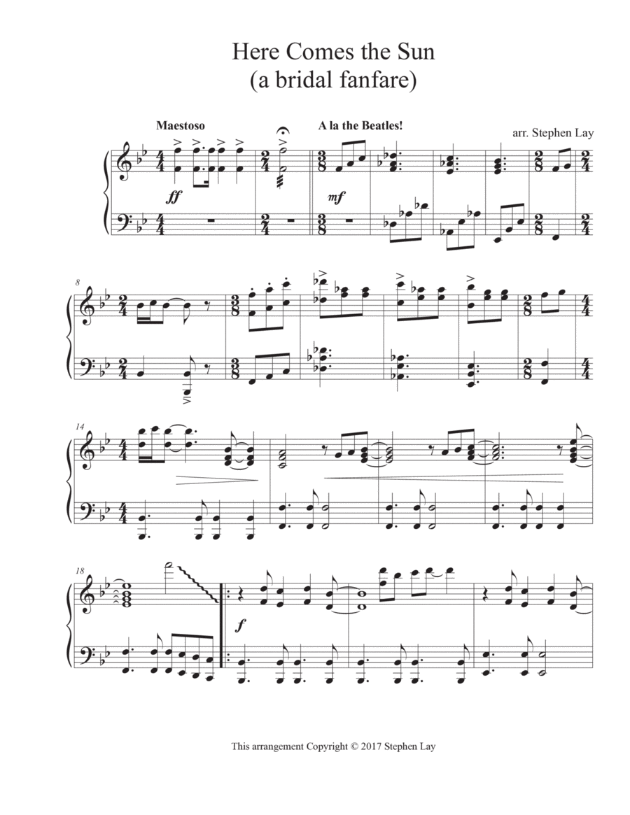 Here Comes The Sun Piano Solo scores gallery preview page 1