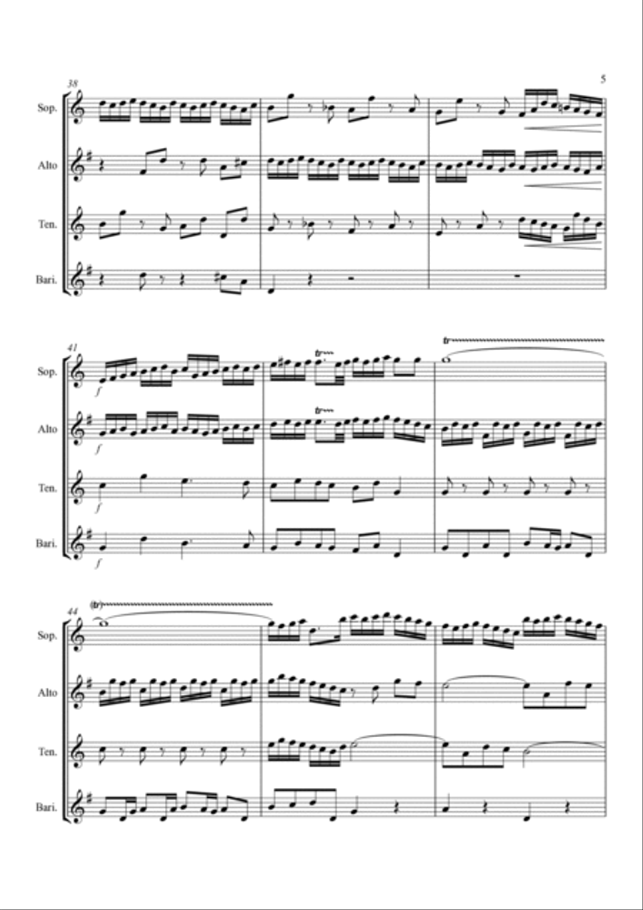 'Little' Fugue in G Minor - For Saxophone Quartet Saxophone Quartet scores gallery preview page 6