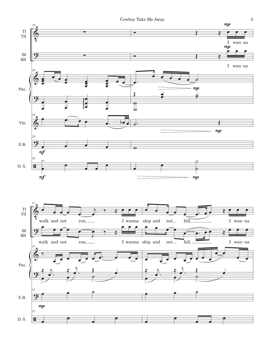 Cowboy Take Me Away TTBB scores gallery preview page 5