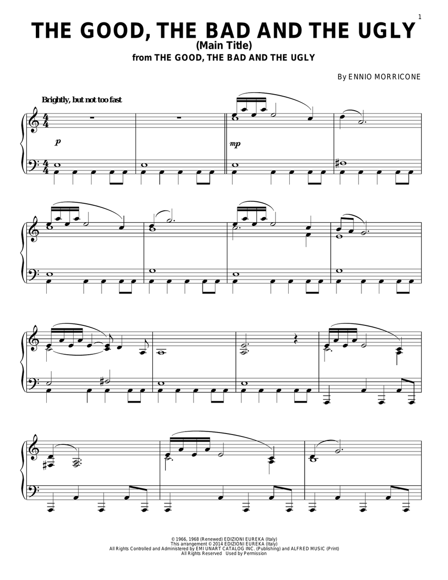 The Good, The Bad And The Ugly (Main Title) Piano Solo scores gallery preview page 1