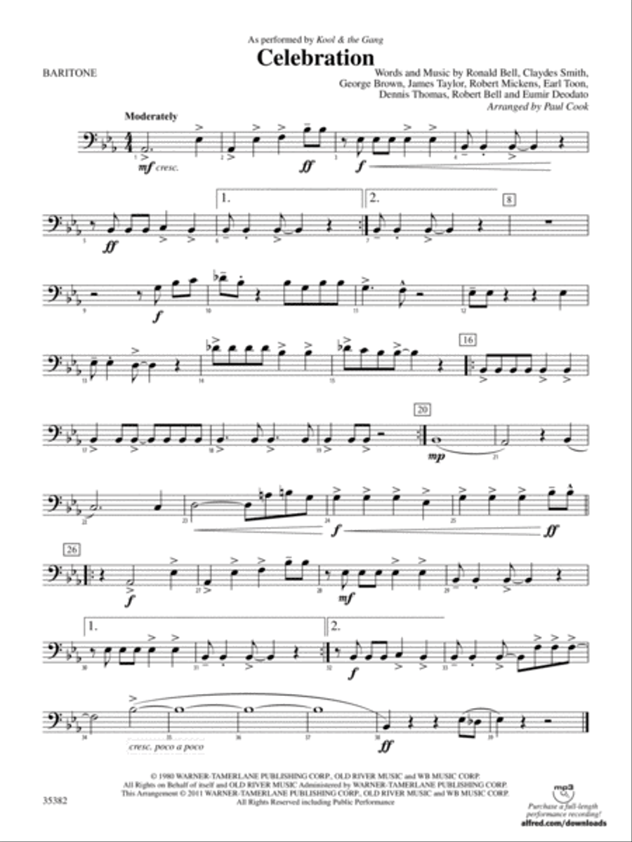 Celebration: Baritone B.C. Concert Band scores gallery preview page 1