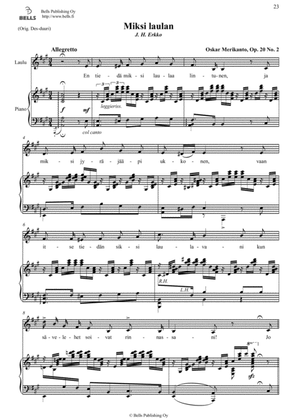 Miksi laulan, Op. 20 No. 2 (A Major)