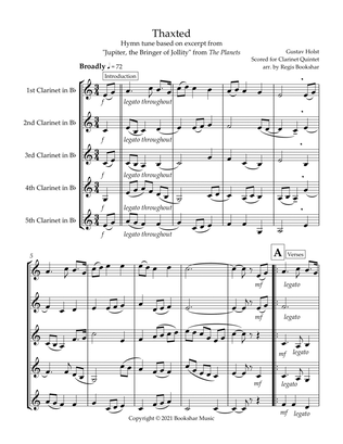 Thaxted (hymn tune based on excerpt from "Jupiter" from The Planets) (Bb) (Clarinet Quintet)