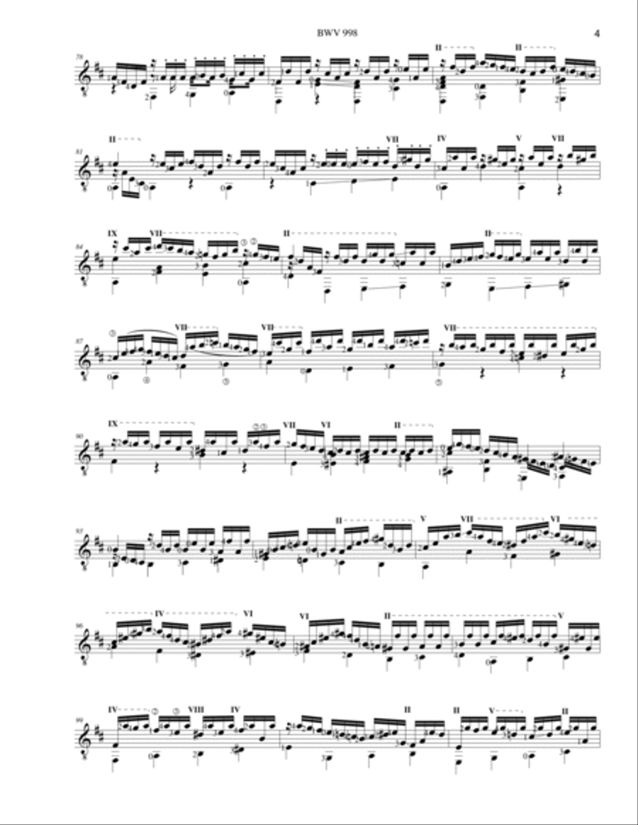 Bach Lute Works for Guitar. BWV 998 Lute scores gallery preview page 5