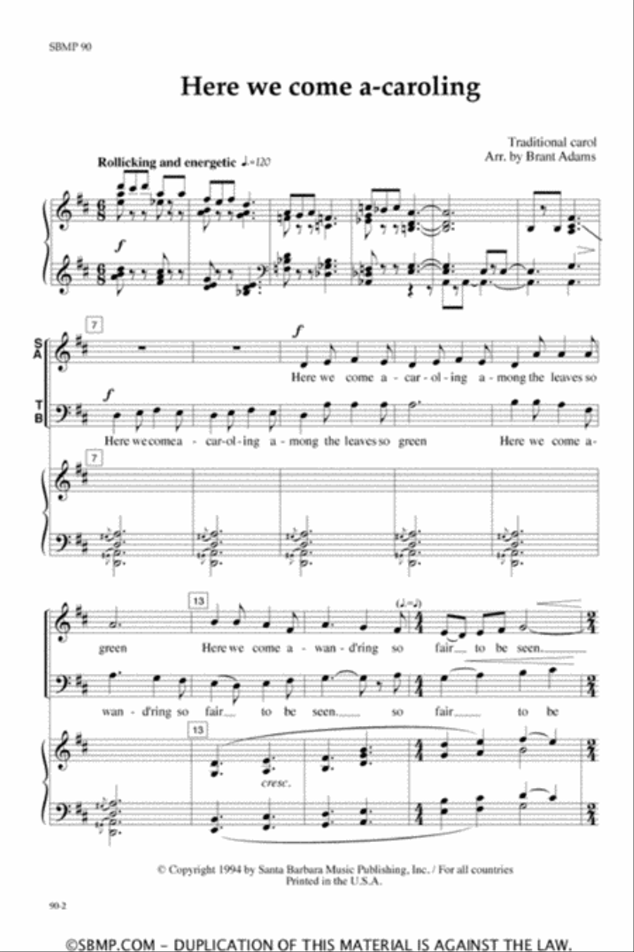 Here we come a-caroling - SATB Octavo 4-Part scores gallery preview page 2