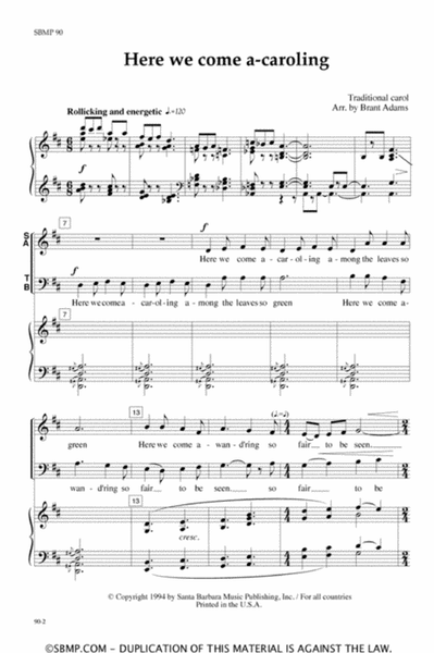 Here we come a-caroling - SATB Octavo image number null