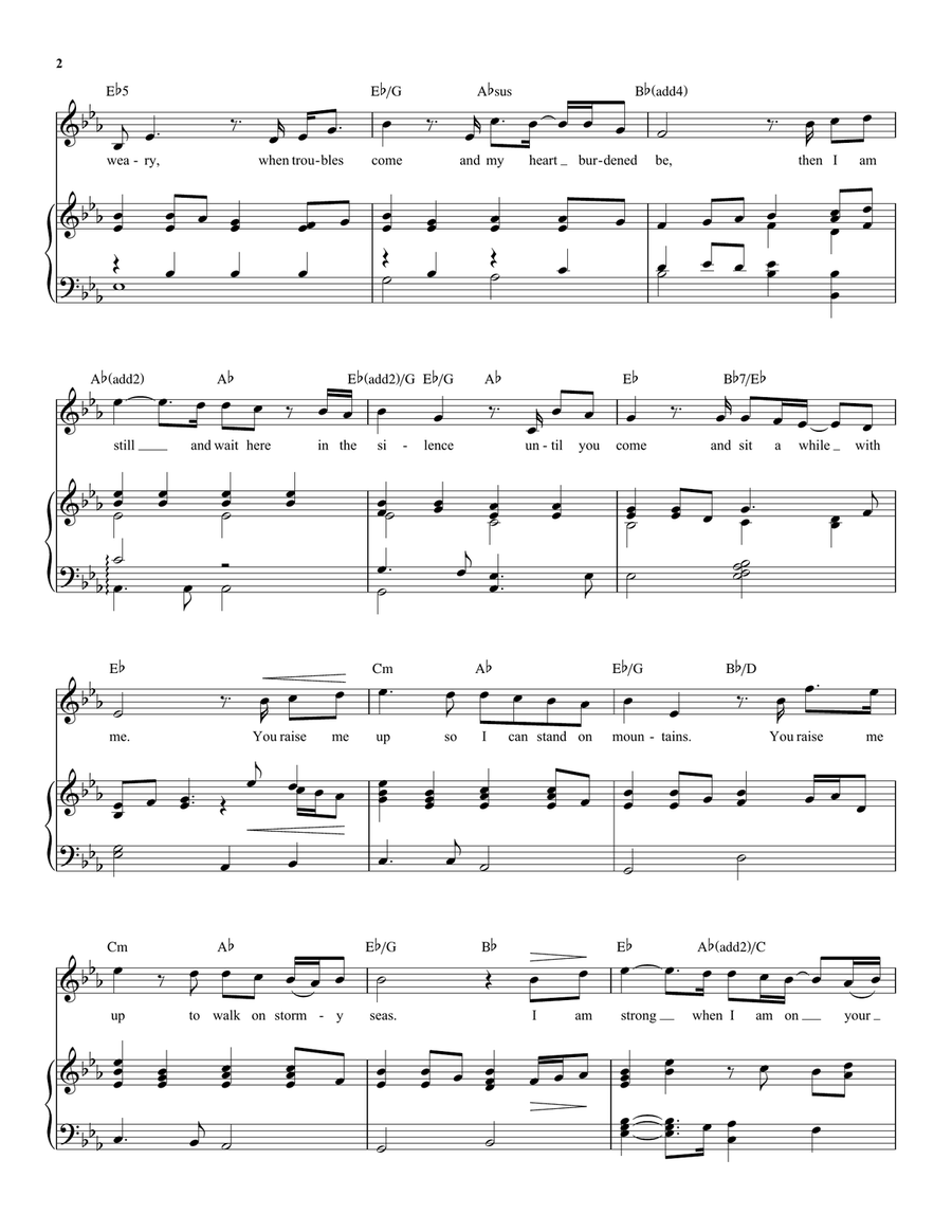 You Raise Me Up Piano, Vocal scores gallery preview page 2