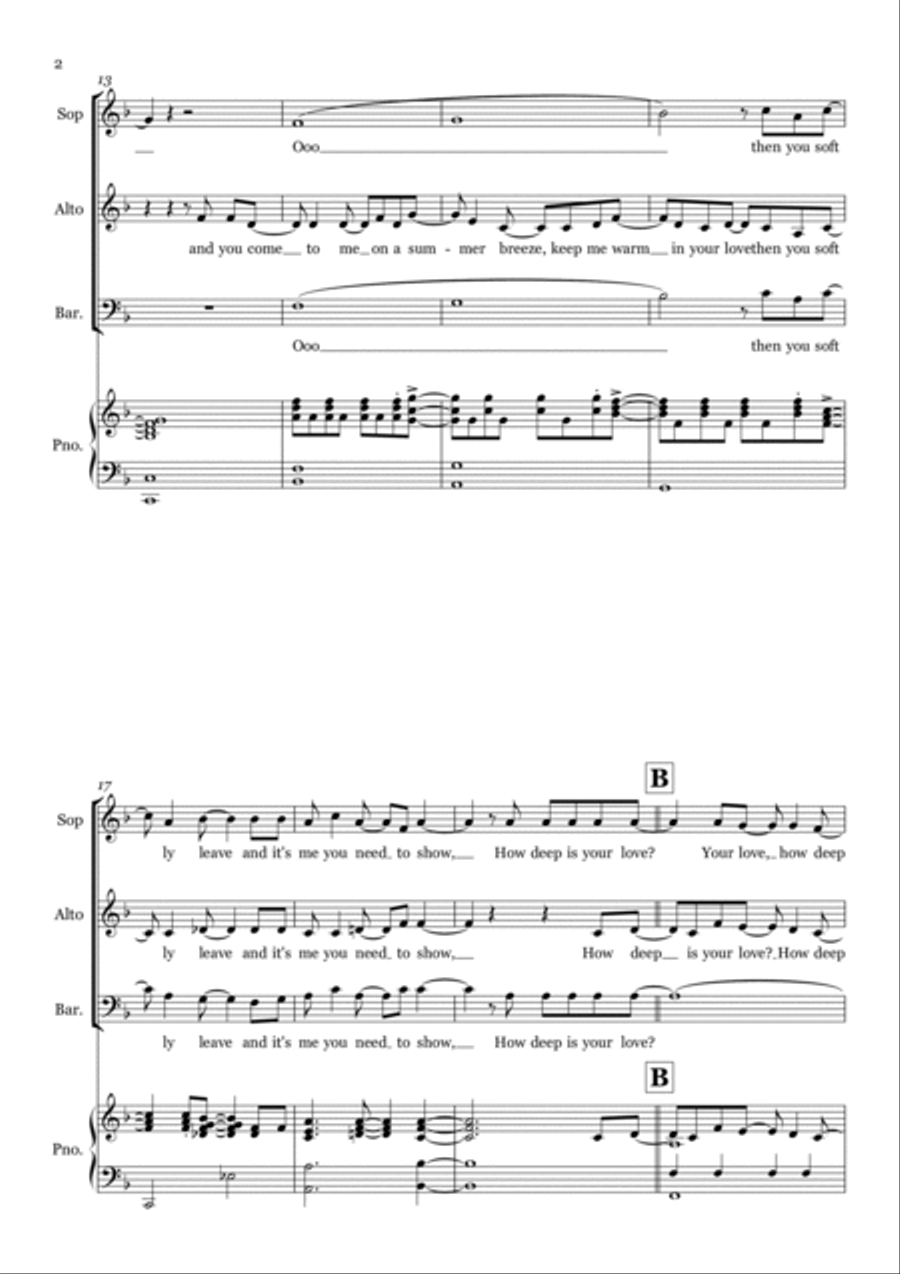 How Deep Is Your Love 3-Part scores gallery preview page 2