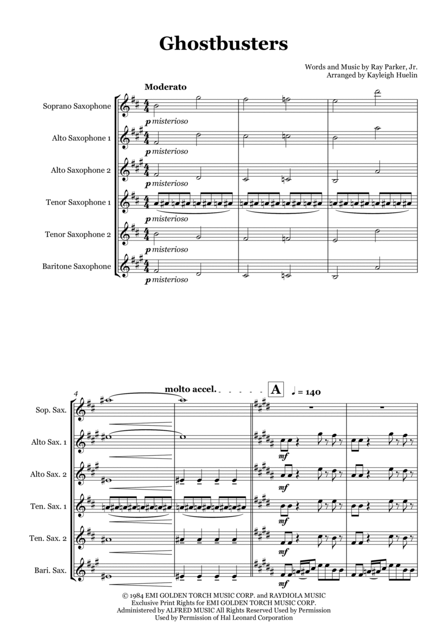 Ghostbusters Woodwind Ensemble scores gallery preview page 1