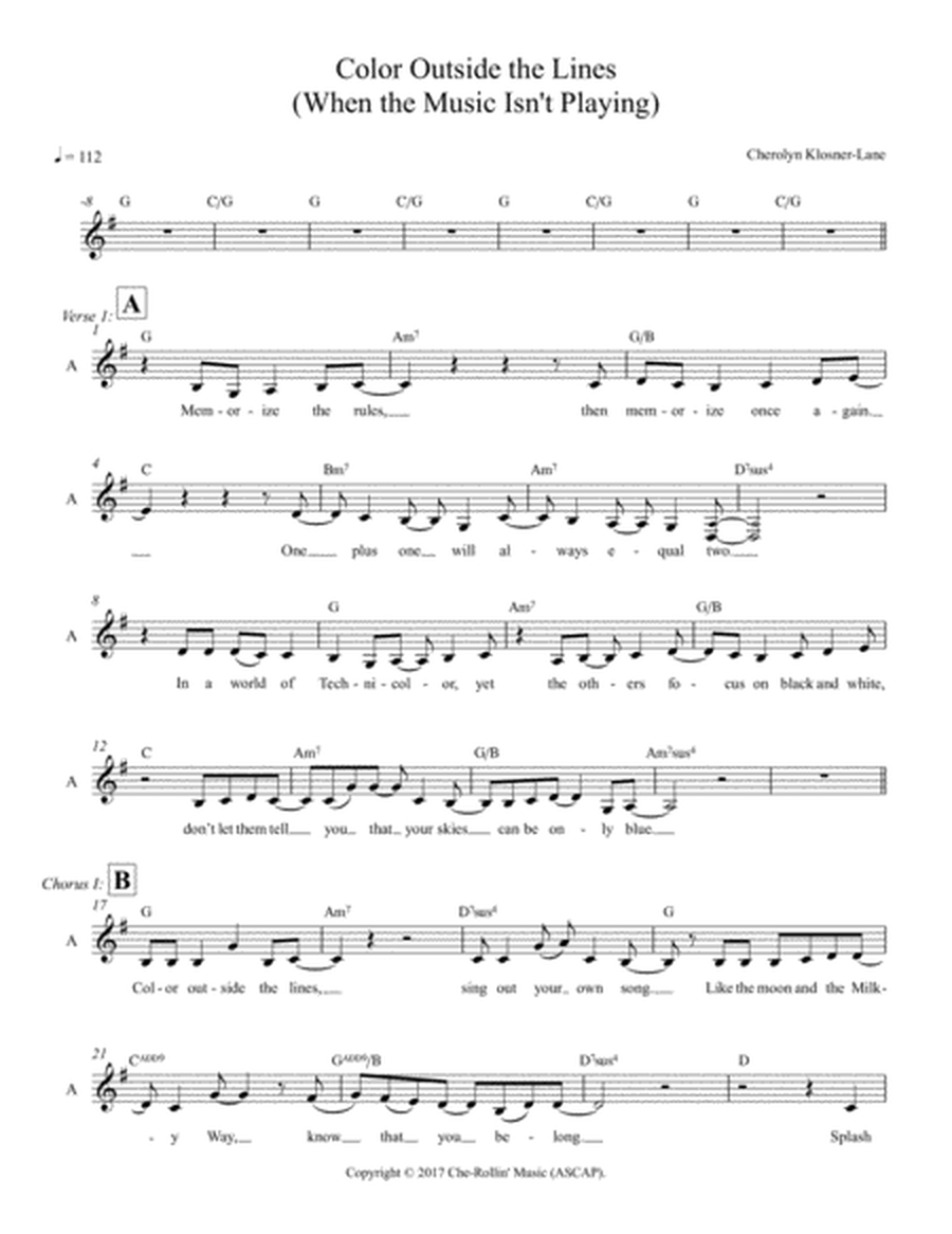 Color Outside the Lines (When the Music Isn’t Playing) [Lead Sheet] image number null