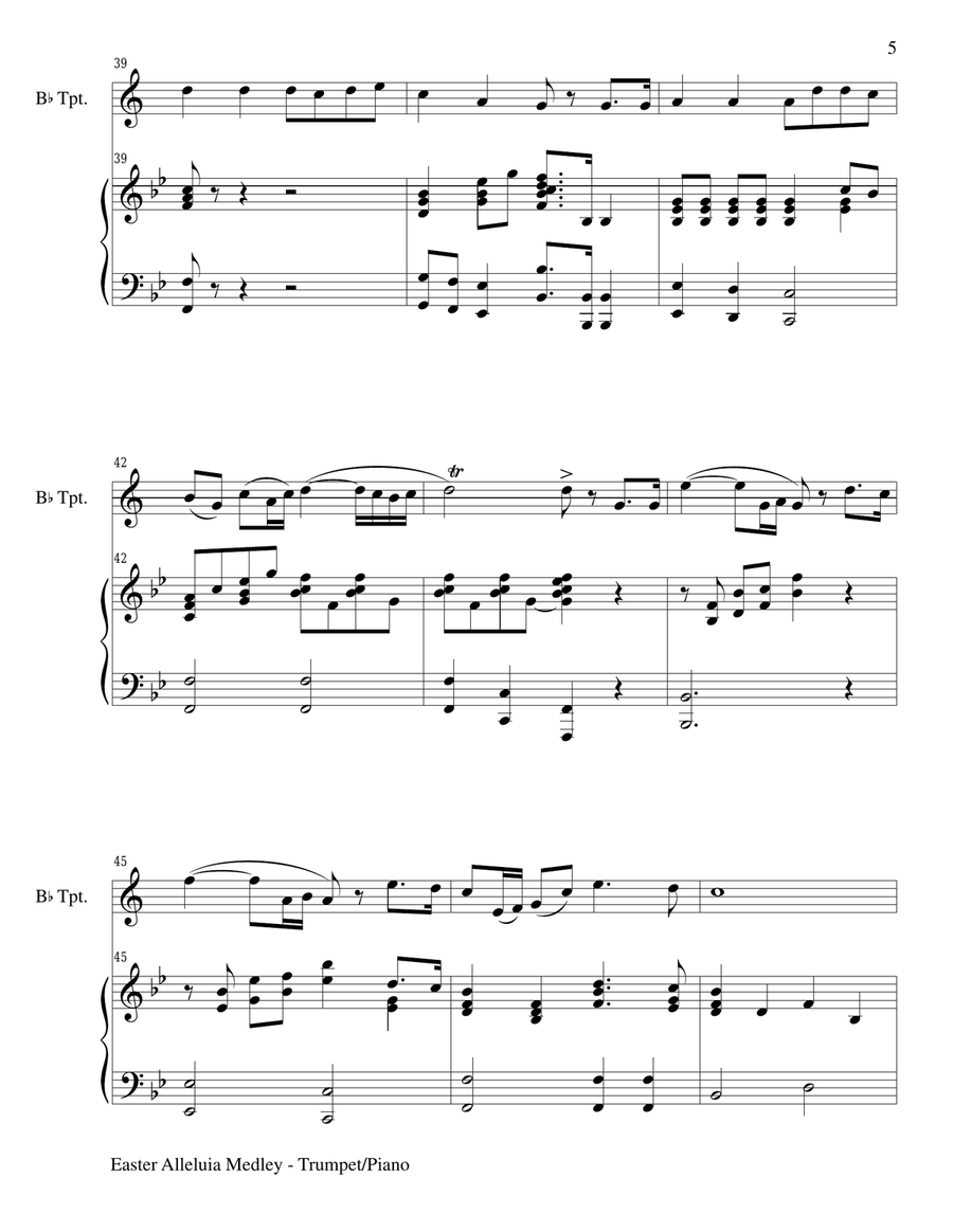 EASTER ALLELUIA MEDLEY (Duet - Bb Trumpet/Piano) Score and Trumpet Part image number null