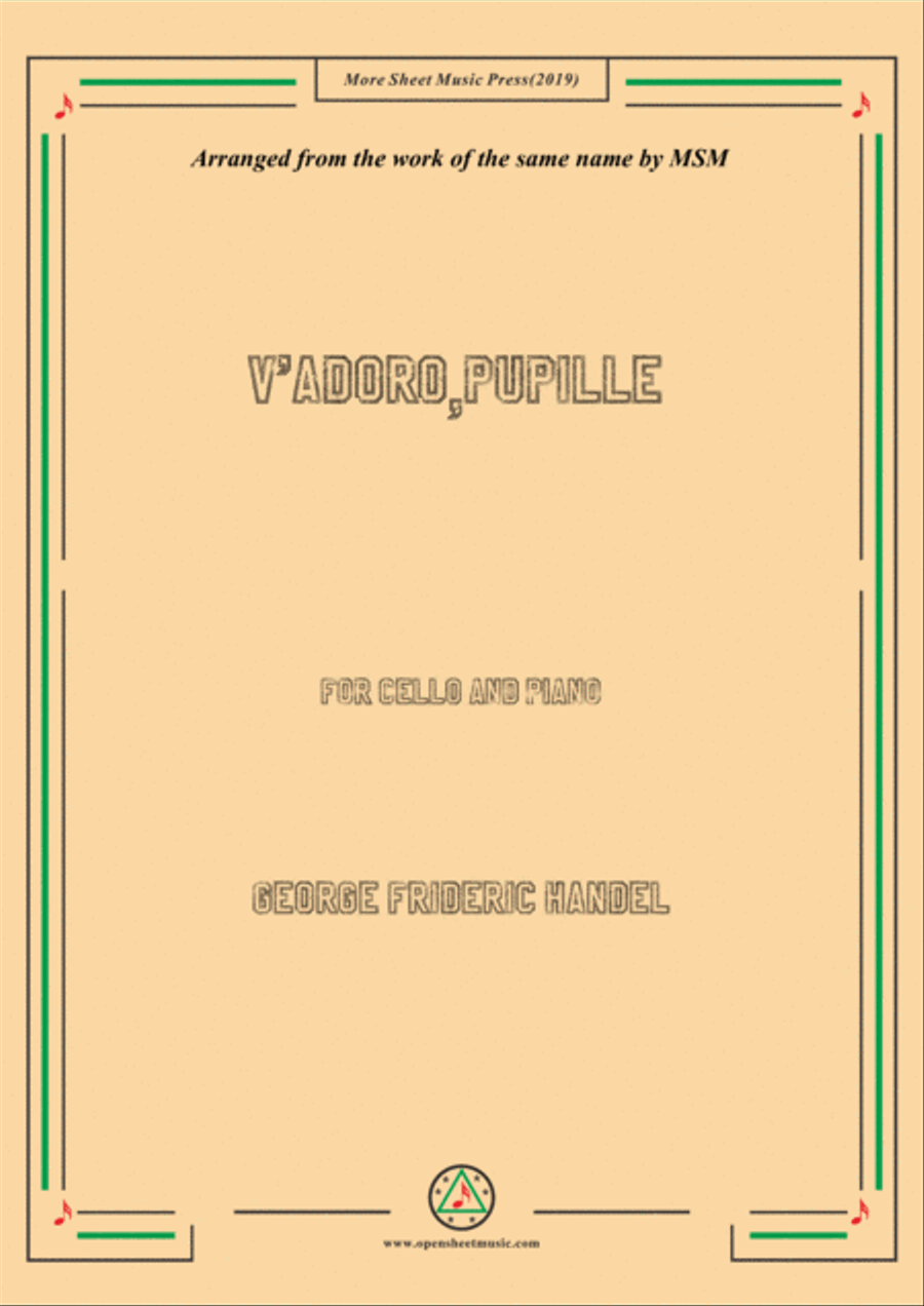 Book cover for Handel-V'adoro,pupille,for Cello and Piano