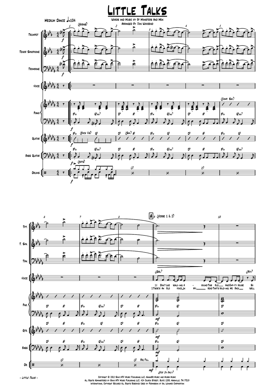 Little Talks Little Talks Jazz Ensemble scores gallery preview page 6