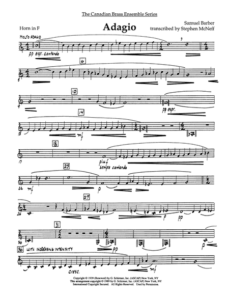 Adagio (Adagio For Strings) - Horn in F