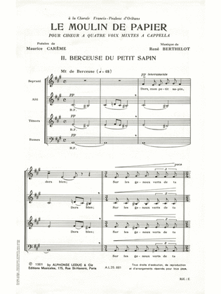 Book cover for Berceuse Du Petit Sapin (choral-mixed A Cappe