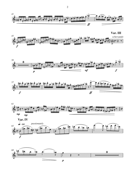 Theme and Variations for flute and piano- flute part image number null