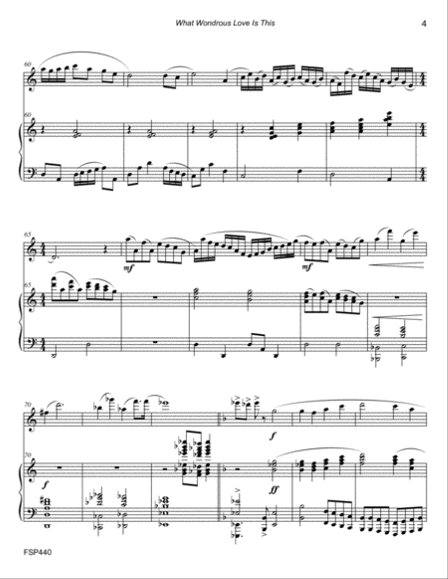 WHAT WONDROUS LOVE IS THIS - FLUTE SOLO with Piano Accompaniment Flute Solo scores gallery preview page 4