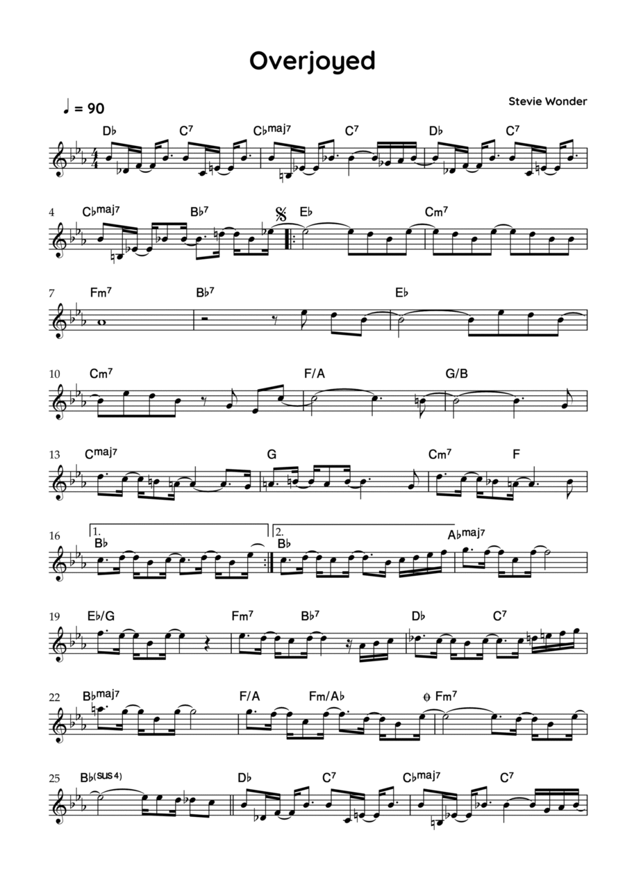 Overjoyed Piano scores gallery preview page 1