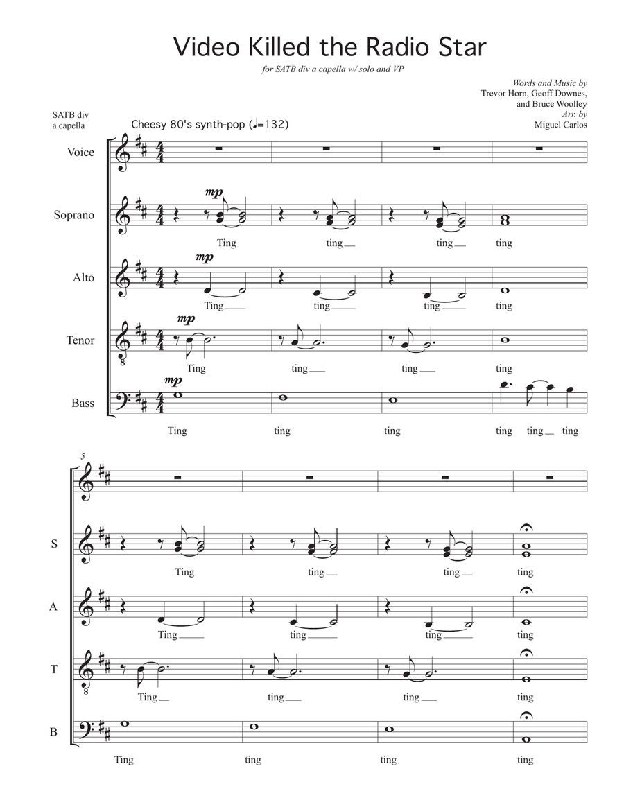 Video Killed The Radio Star 4-Part scores gallery preview page 1