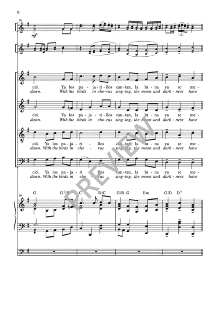 Las Mañanitas / The Morning Song 4-Part scores gallery preview page 7