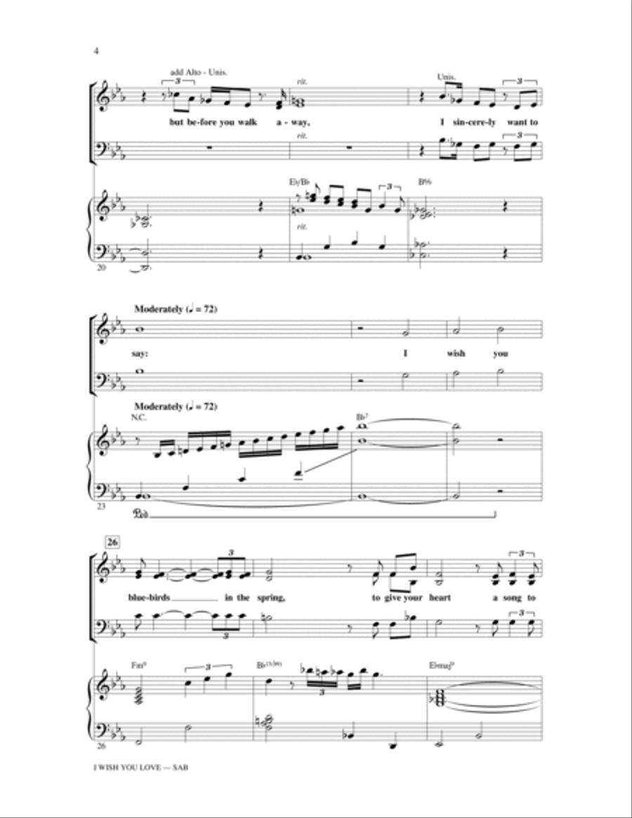 I Wish You Love (arr. Ed Lojeski) 3-Part scores gallery preview page 3
