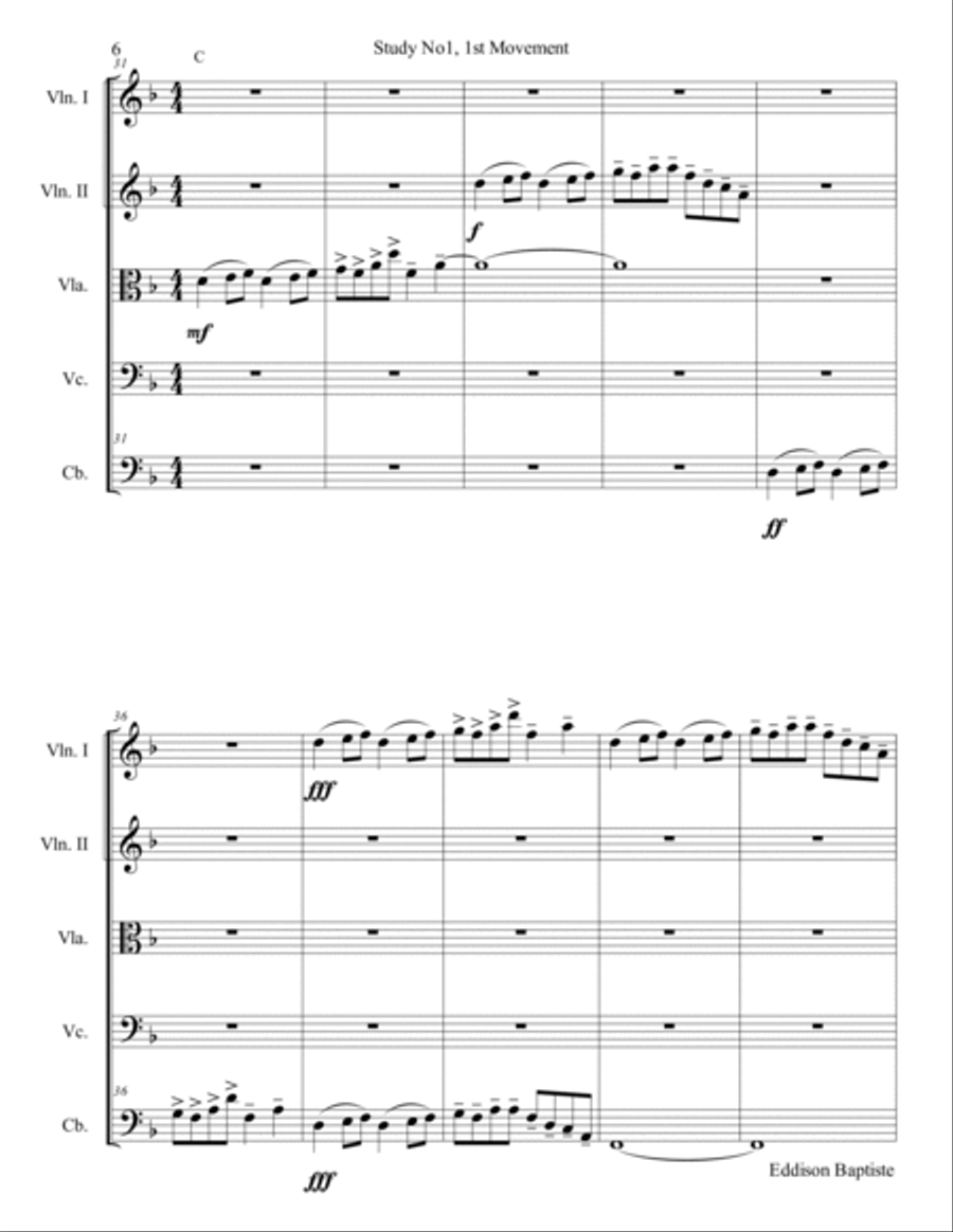 Study No1, 1st Movement ALLEGRO BRILLANTE String Orchestra scores gallery preview page 6