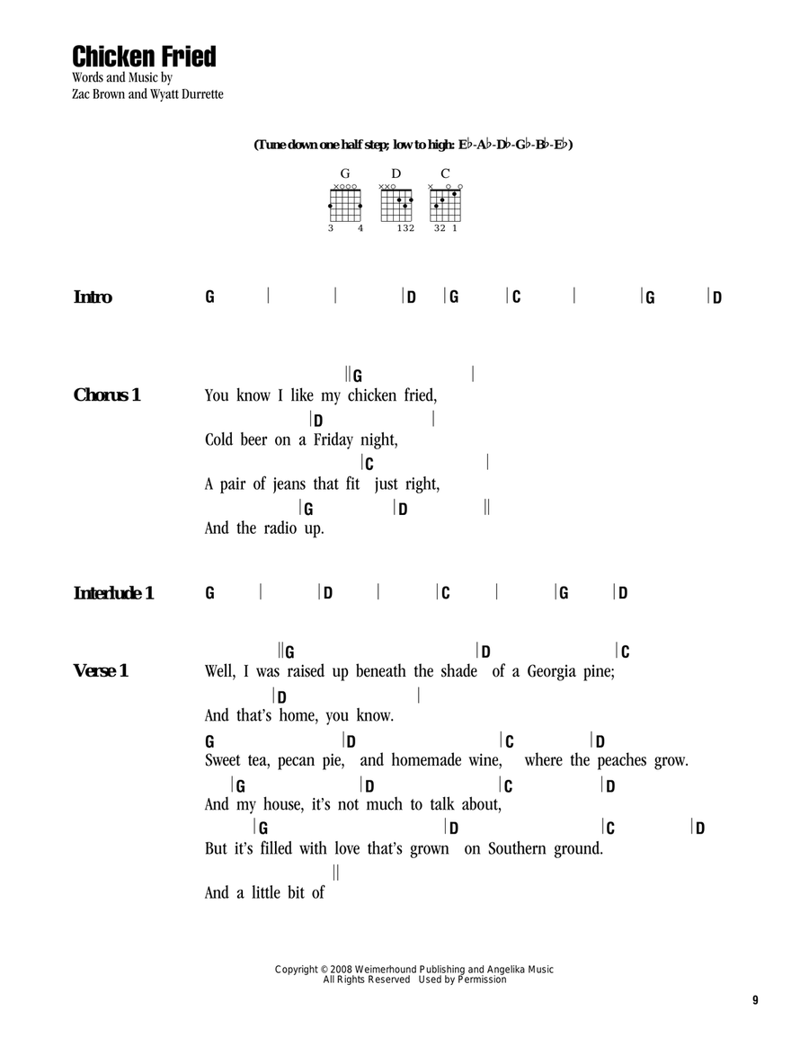 Chicken Fried Acoustic Guitar scores gallery preview page 1
