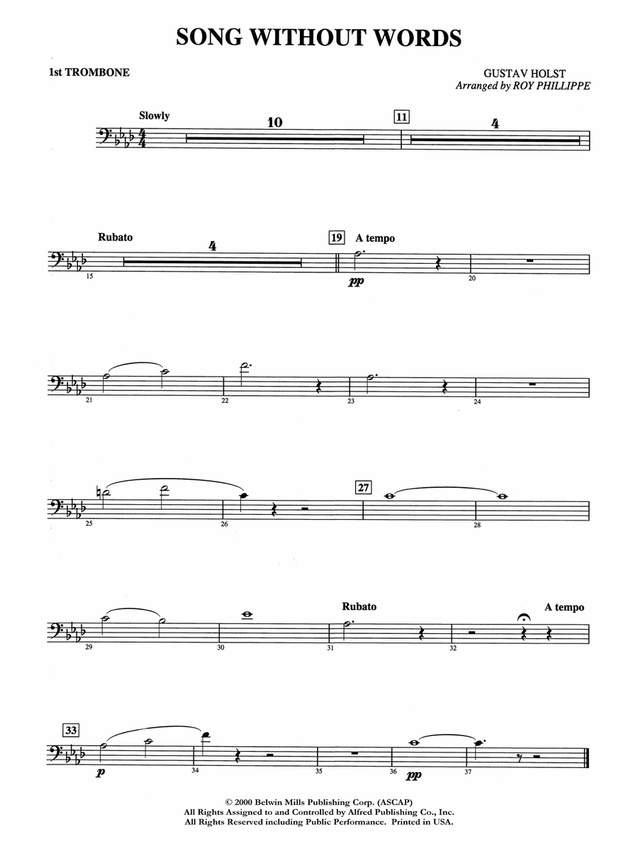 Song without Words: 1st Trombone