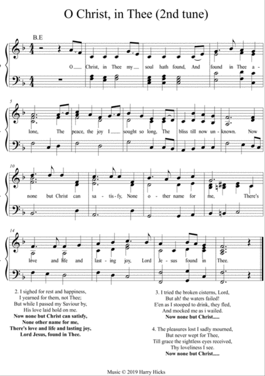 O Christ, in Thee. A new tune to a wonderful old hymn. Unison Choir scores gallery preview page 1