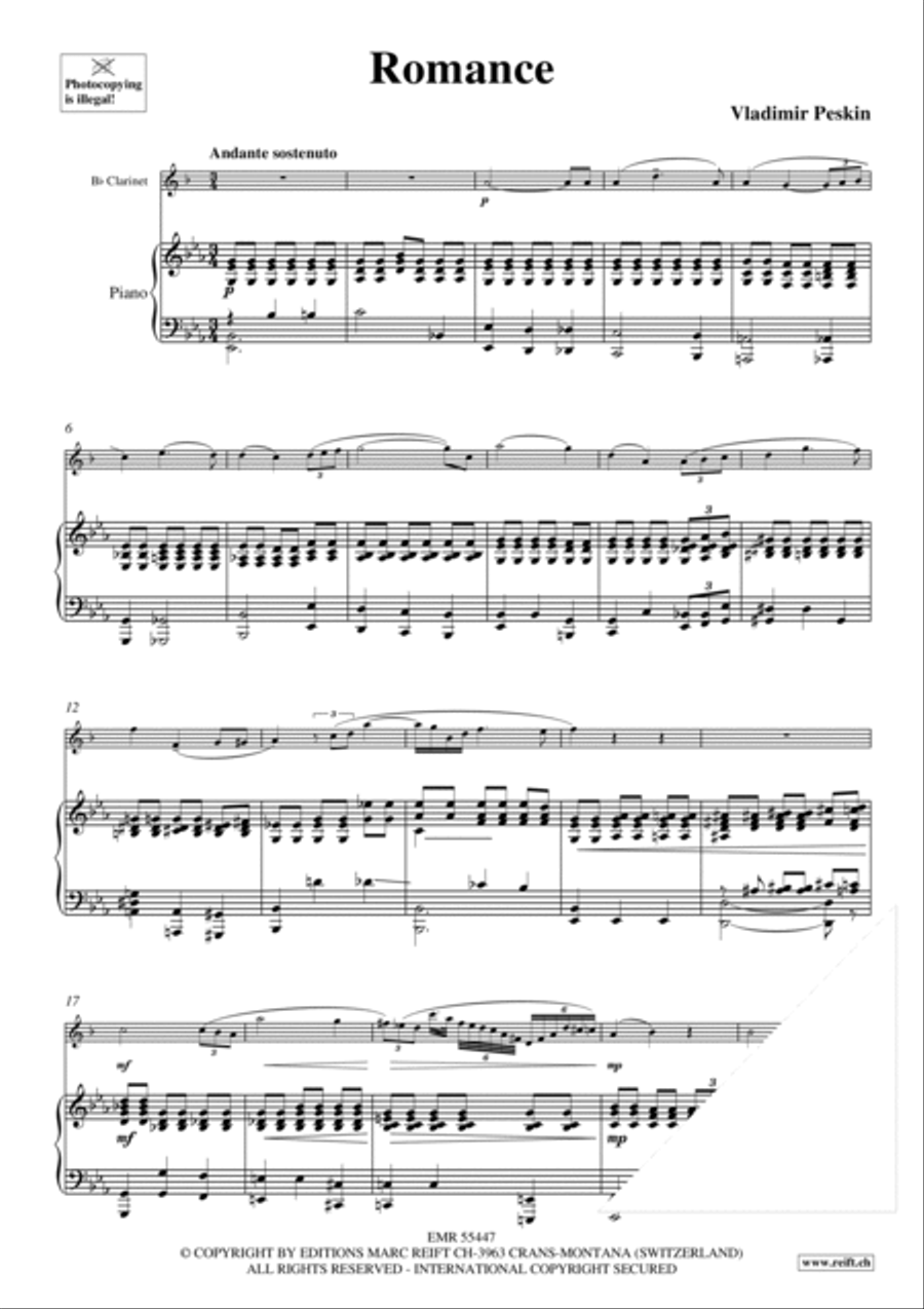 Romance Clarinet Solo scores gallery preview page 3