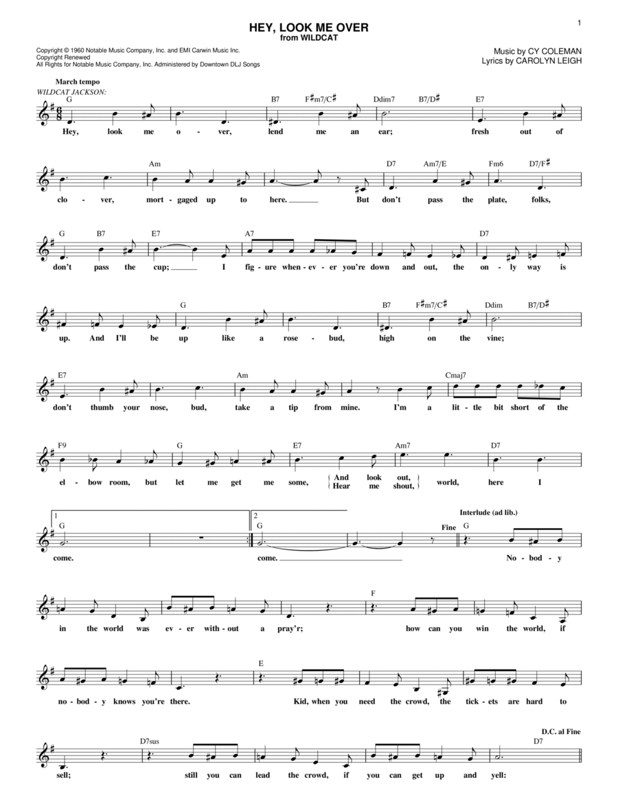 Hey, Look Me Over Hey, Look Me Over Piano scores gallery preview page 1