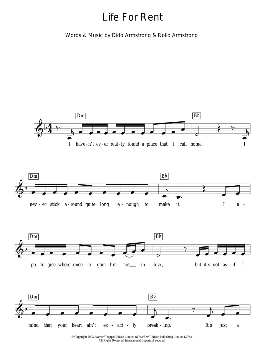 Life For Rent Life For Rent Piano scores gallery preview page 1