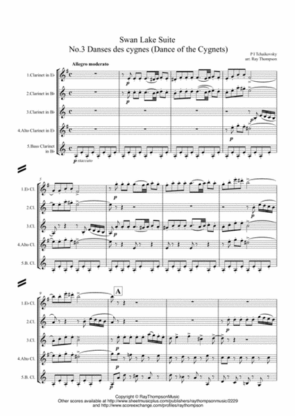 Tchaikovsky: Swan Lake Suite Op.20a No.3 Danse des Petite Cygnes - clarinet quintet image number null