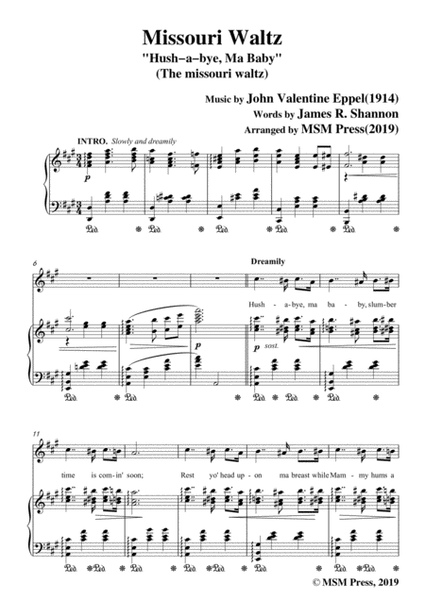 John Valentine Eppel-Missouri Waltz,in A Major,for Voice and Piano image number null