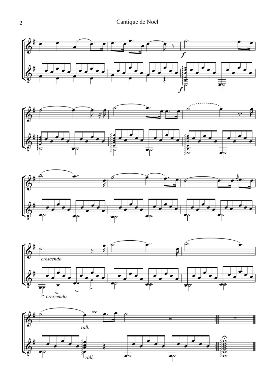 O Holy Night / Cantique de noel for treble recorder and guitar O Holy Night / Cantique de noel for treble recorder and guitar Alto Recorder scores gallery preview page 2