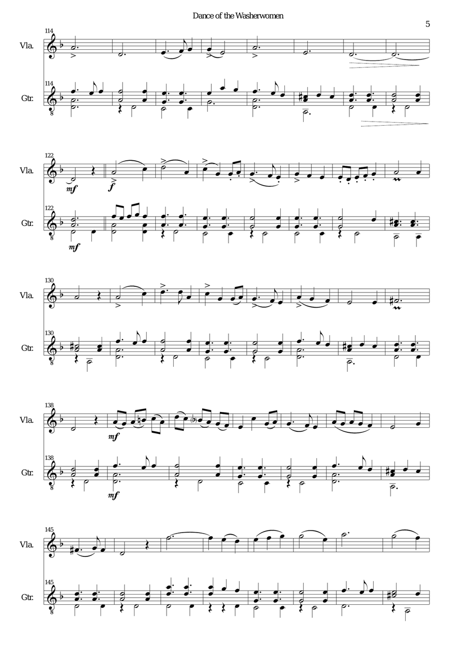 Dance of the washerwomen (with Hupfauf) for viola and guitar String Duet scores gallery preview page 5