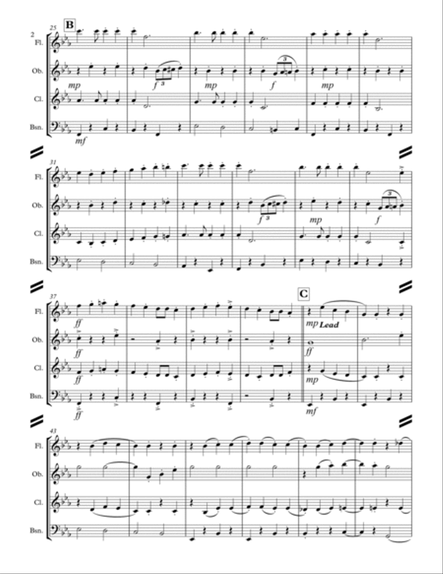 We Need A Little Christmas Woodwind Quartet scores gallery preview page 3