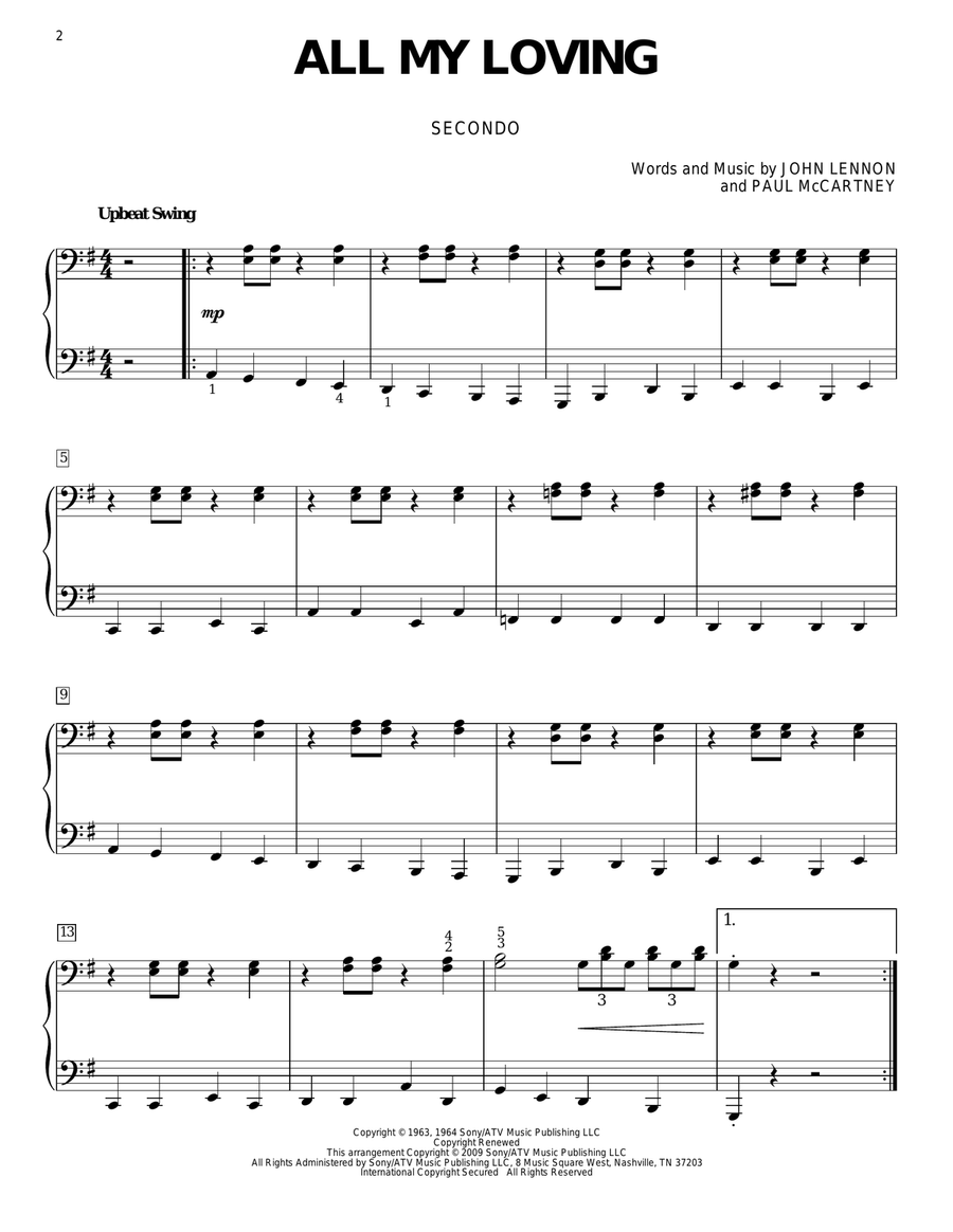 All My Loving Piano Duet scores gallery preview page 1