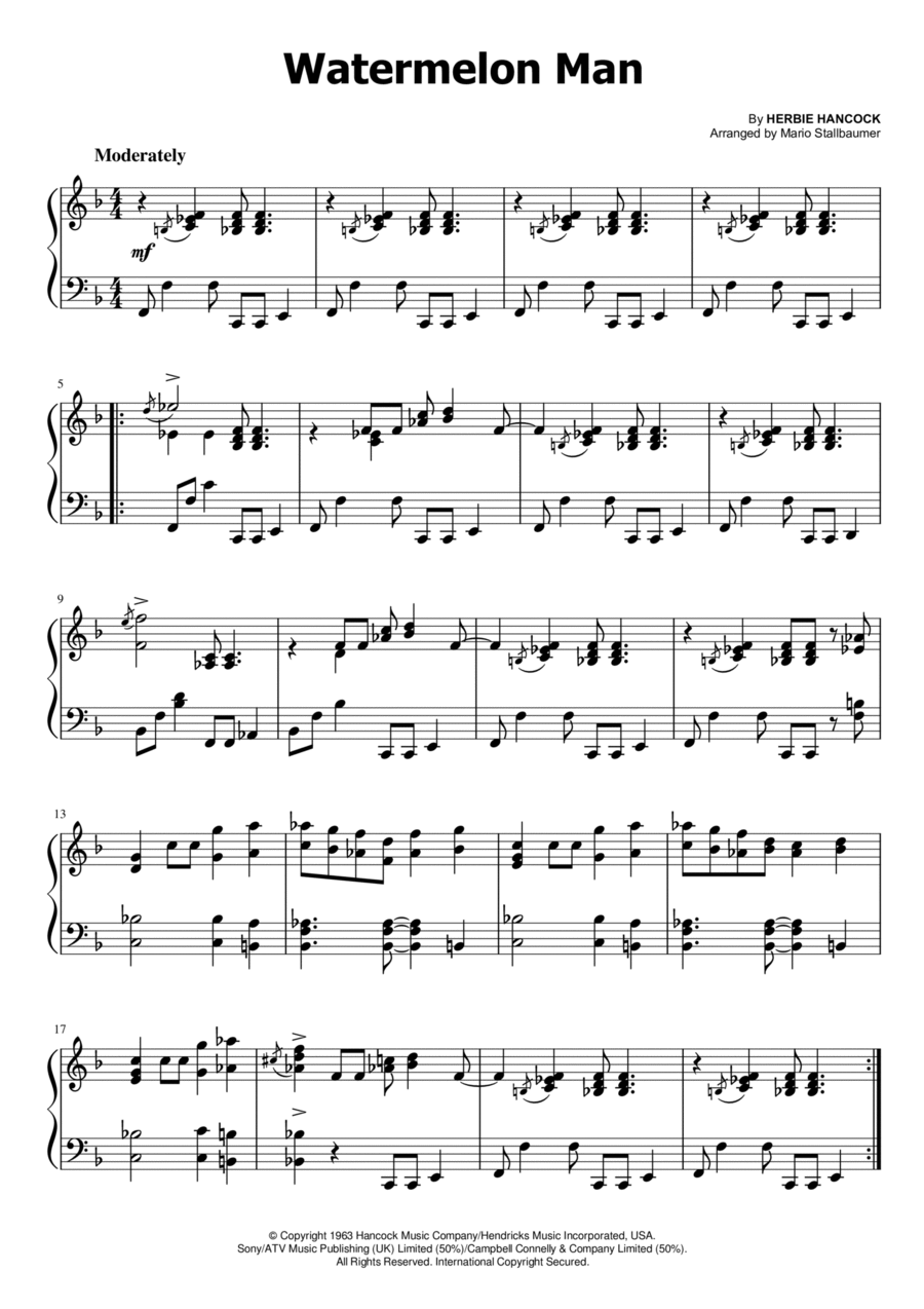 Watermelon Man Piano Solo scores gallery preview page 1
