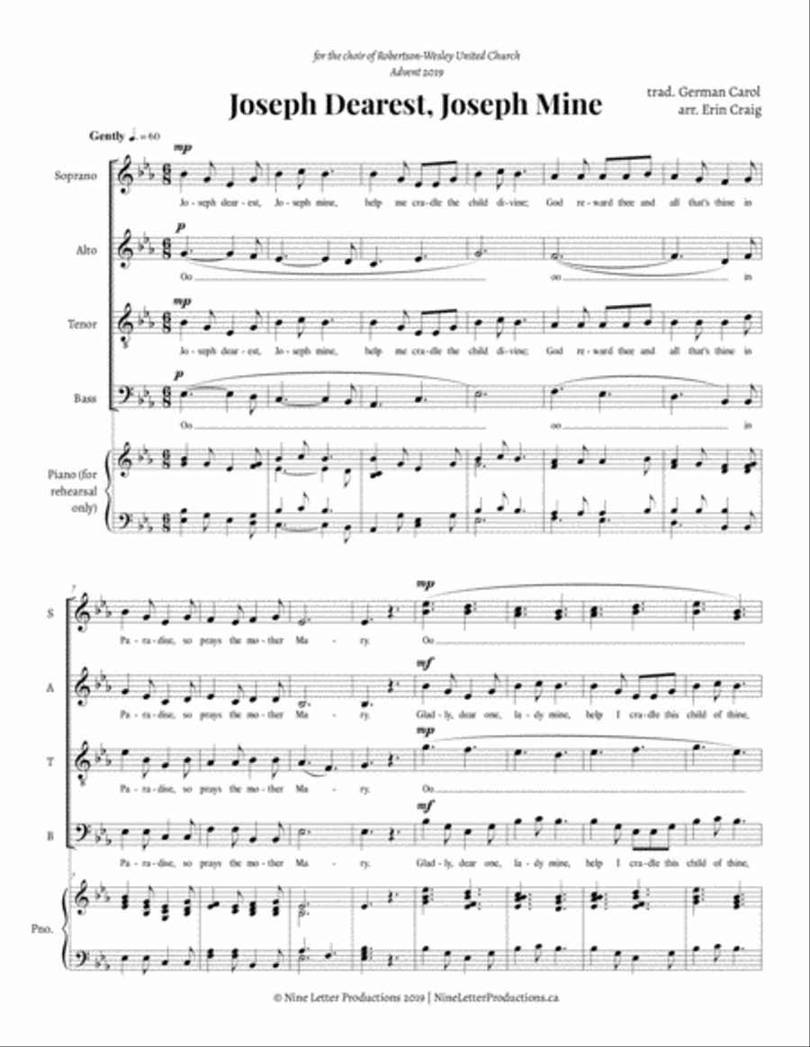 Joseph Dearest, Joseph Mine 4-Part scores gallery preview page 1