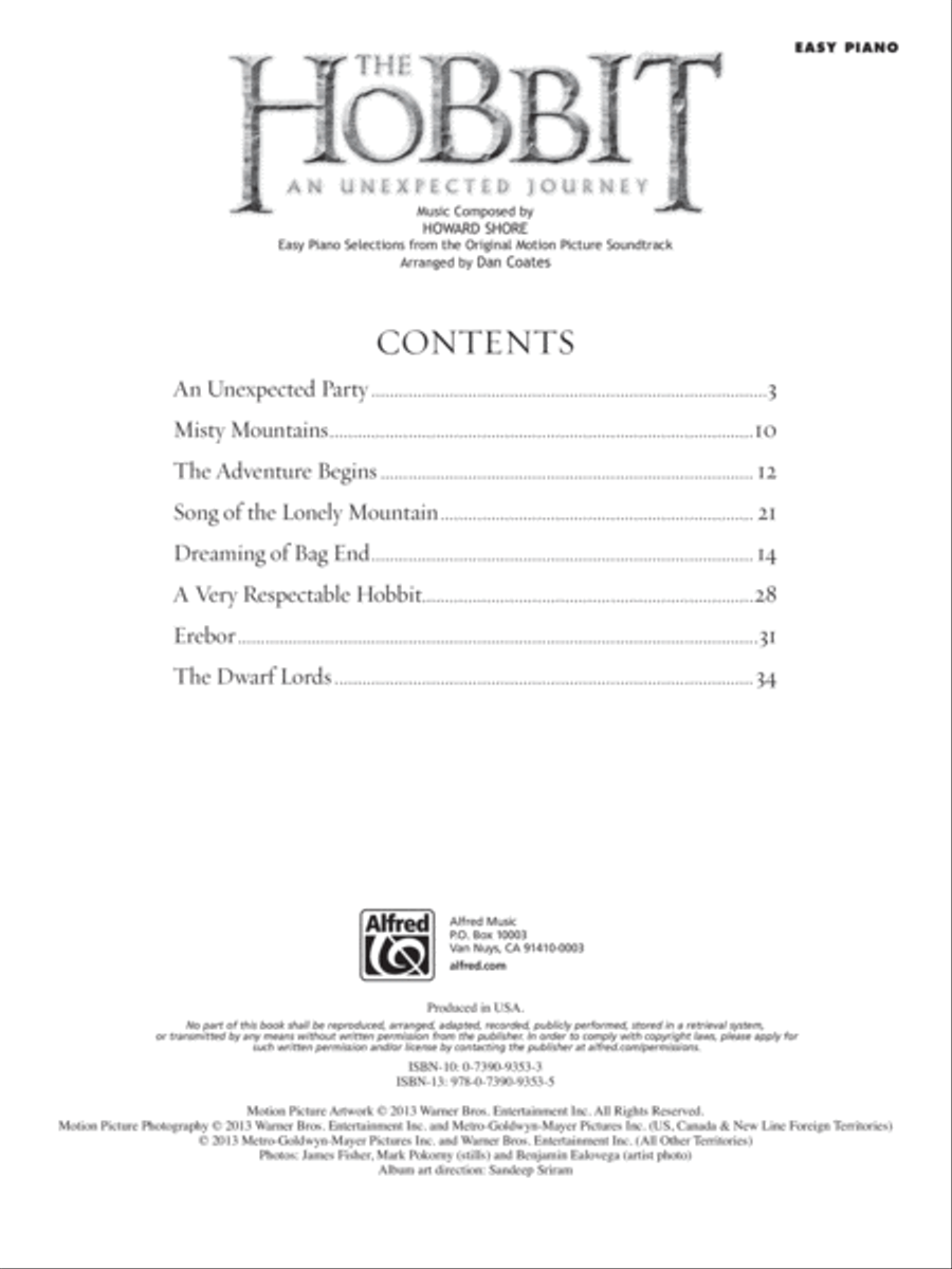 The Hobbit -- An Unexpected Journey Easy Piano scores gallery preview page 2